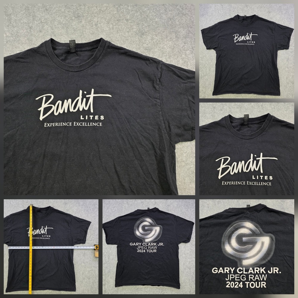 Gary Clark Jr Bandit Lites T Shirt Mens XL Black JPEG RAW 2024 Tour Gildan Tee